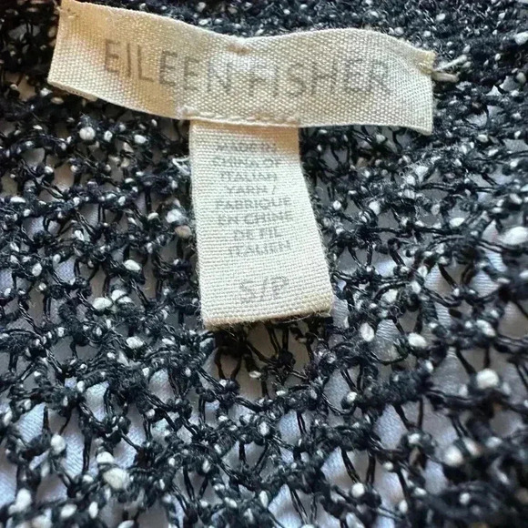 Black and White Eileen Fisher High Low Crewneck Sweater - Picture 4 of 4